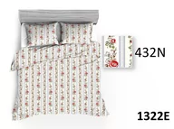 Pościel - Pościel 200x220 1322E różyczki paski niebieskie boski łańcuch 432N - miniaturka - grafika 1