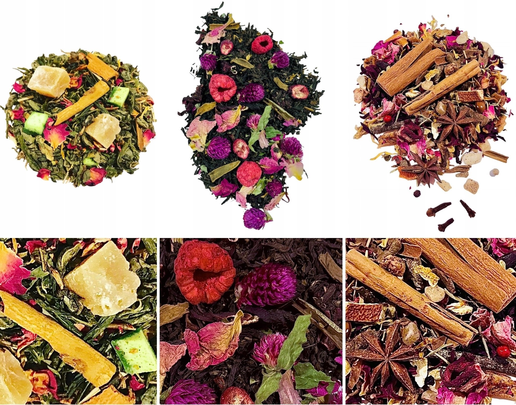 Zestaw herbat zimowych owocowa czarna zielona. Mix 3 x 250g Piękny aromat.