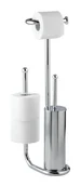 Akcesoria do wc - Wenko Stojak na papier toaletowy i szczotkę do WC Universalo, srebrny, 63x20x23 cm - miniaturka - grafika 1