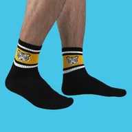 Skarpetki męskie - Męskie Skarpetki Ze Ściągaczem Czarny Tygrys - miniaturka - grafika 1