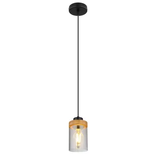 Globo Finca 15557H lampa wisząca zwis 1x40W E27 dymiona/drewniana - Lampy sufitowe - miniaturka - grafika 1