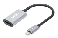 Adaptery i przejściówki - Manhattan 153973 adapter kablowy 0,11 m USB Type-C HDMI Szary - miniaturka - grafika 1