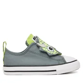 Buty dla chłopców - Trampki Converse Chuck Taylor All Star One Strap Dinos Easy-On A15901C Szary - miniaturka - grafika 1