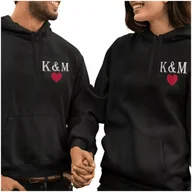 Bluzy męskie - Bluzy Dla Par Inicjały Serce Bluza Prezent Nawalentynki Zakochanych Xl+imie - miniaturka - grafika 1