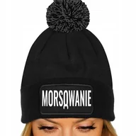 Czapki damskie - CZAPKA CZARNA Zimowa Z Pomponem Na Prezent Dla Morsa MORSOWANIE Wzory - miniaturka - grafika 1