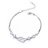 Bransoletki - Bransoletka SREBRO 925 Splecione Dwa Serca - miniaturka - grafika 1