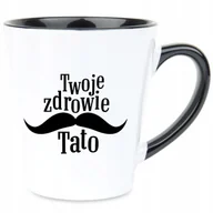 Kubki - Kubek Latte Czarno Biały TWOJE ZDROWIE TATO 350ml Na Prezent Zabawne WzorY - miniaturka - grafika 1