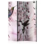 Parawany - Parawan 3-częściowy - Latające kolibry (różowy) [Room Dividers] (rozmiar 135x172) - miniaturka - grafika 1