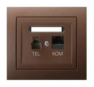 Gniazdka elektryczne - Ospel Kier brązowy gniazdo komputerowo-telefoniczne RJ 45kat 5e + RJ 11 GPKT-W/K/52 GPKT-W/K/52 - miniaturka - grafika 1