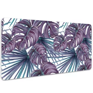 Podkładka na biurko z nadrukiem Fioletowe liście monstery 100x50 cm - Podkładki na biurko - miniaturka - grafika 1