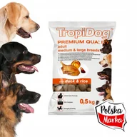 Sucha karma dla psów - TROPIDOG Premium karma dla dorosłych psów średnich dużych ras kaczka 0,5kg - miniaturka - grafika 1