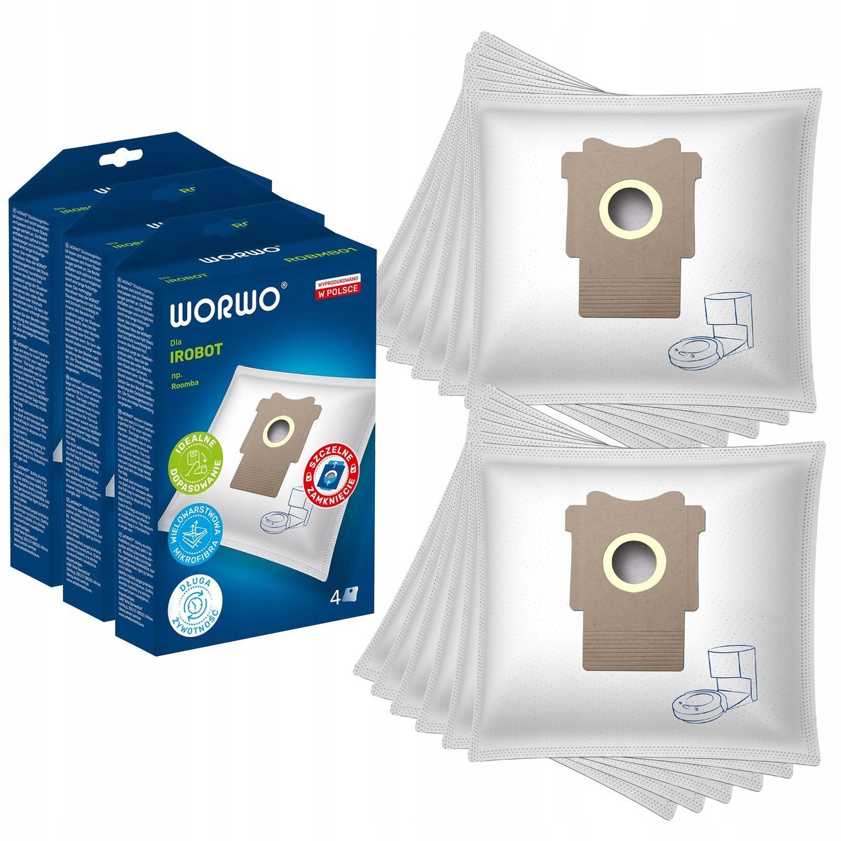 12x Worki WORWO do odkurzacza iRobot Roomba CleanBase i3+ i4+ i7+ j7+ s9+