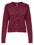 Swetry damskie - ONLY BORDOWY KRÓTKI SWETER Z GUZIKAMI I RAGLANOWYMI RĘKAWAMI L 6BA - miniaturka - grafika 1