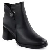 Botki damskie - Skórzane botki damskie na obcasie czarny Sergio Leone BT25209-S - miniaturka - grafika 1