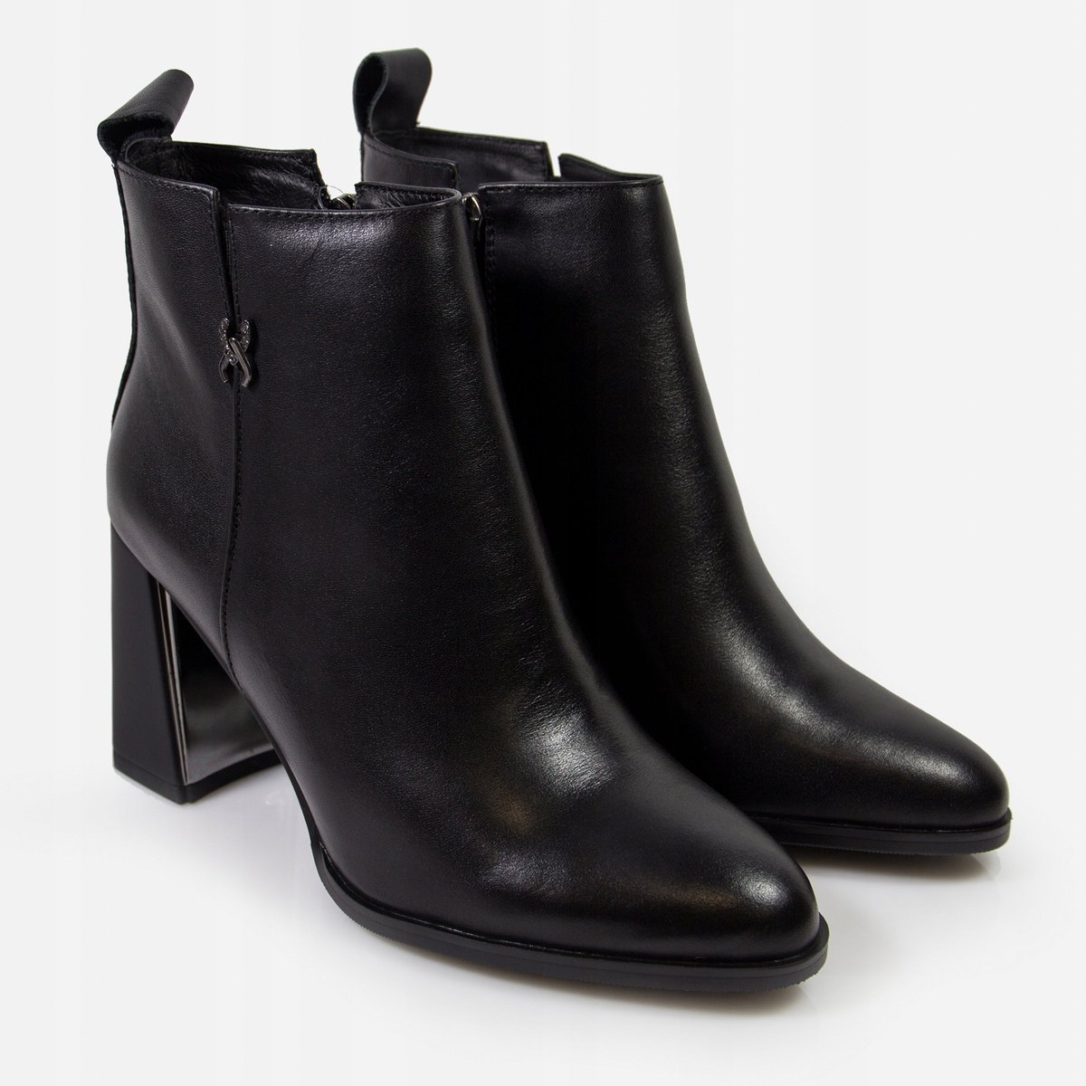 Czarne botki CAMBELL 24-53310BK damskie klocek skóra eleganckie r.40