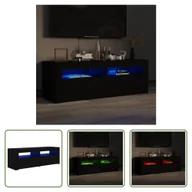 Szafki RTV - Living Store szafka pod telewizor z oświetleniem LED czarna 120x35x40 cm - miniaturka - grafika 1