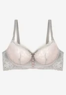 Biustonosze - Szary Biustonosz Push Up Ozdobiony Koronką Neavia - miniaturka - grafika 1