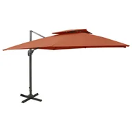Parasole ogrodowe - vidaXL Parasol wiszący z podwójną czaszą, 300x300 cm, terakotowy 312382 - miniaturka - grafika 1