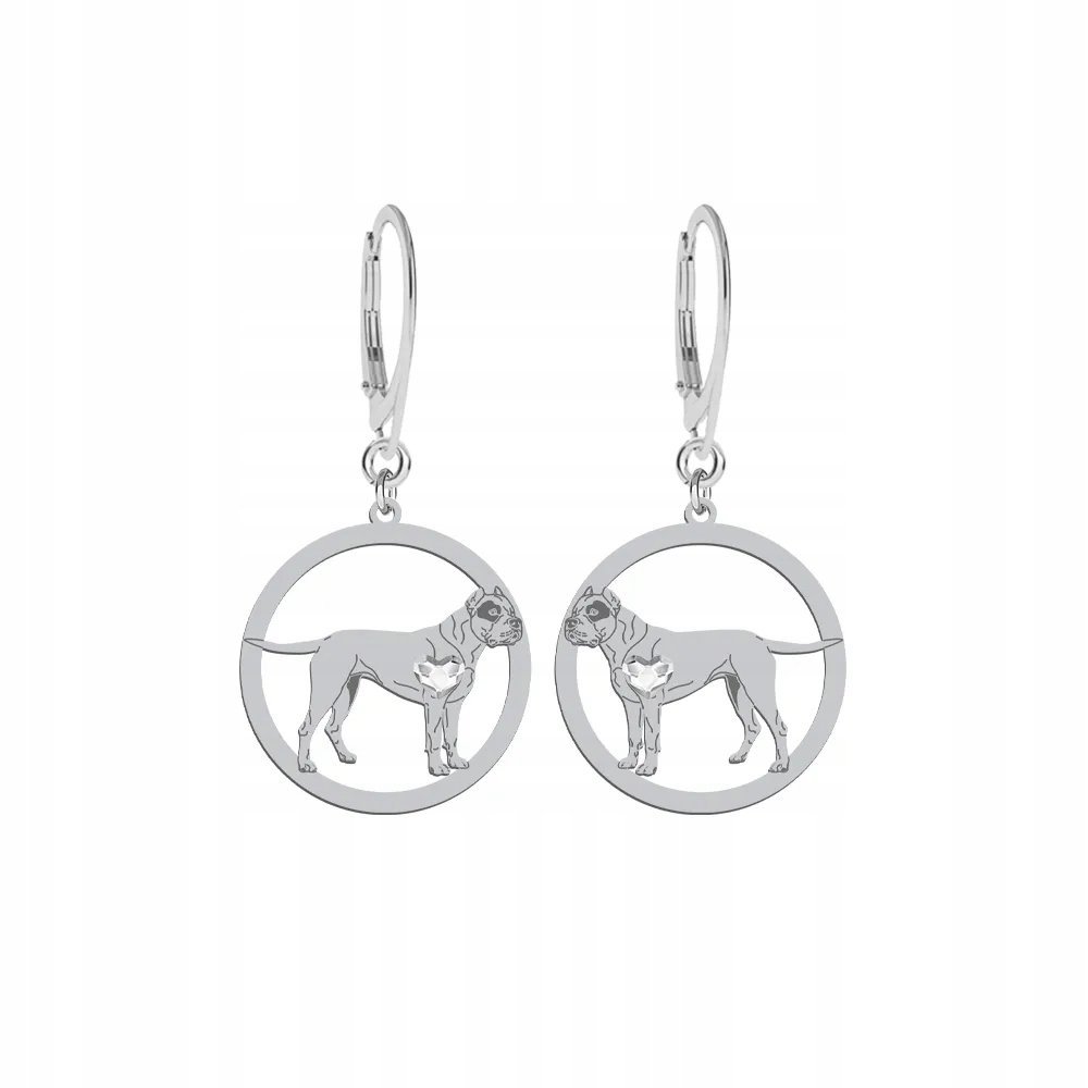 Kolczyki Srebrne z Dog Argentyński 925 Prezent DEDYKACJA GRAWER GRATIS
