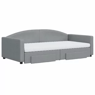 Sofa rozsuwana z szufladami, jasnoszara, 100x200 cm, tkanina Lumarko! - Łóżka - miniaturka - grafika 4