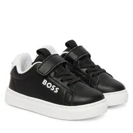 Buty dla chłopców - Sneakersy BOSS J52824 M Czarny - miniaturka - grafika 1