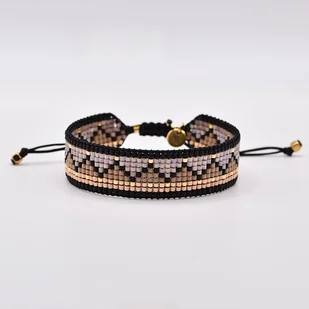 Tkana bransoletka - beżowa - Bransoletki - miniaturka - grafika 1