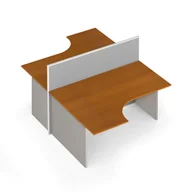 Inne meble biurowe - B2B Partner Zestaw parawanów biurowych ze stołem ergonomicznym, tekstylny, 2 miejsca, czereśnia 437228 - miniaturka - grafika 1