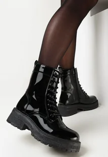 Czarne Lakierowane Botki Workery Ralotta - Botki damskie - miniaturka - grafika 1