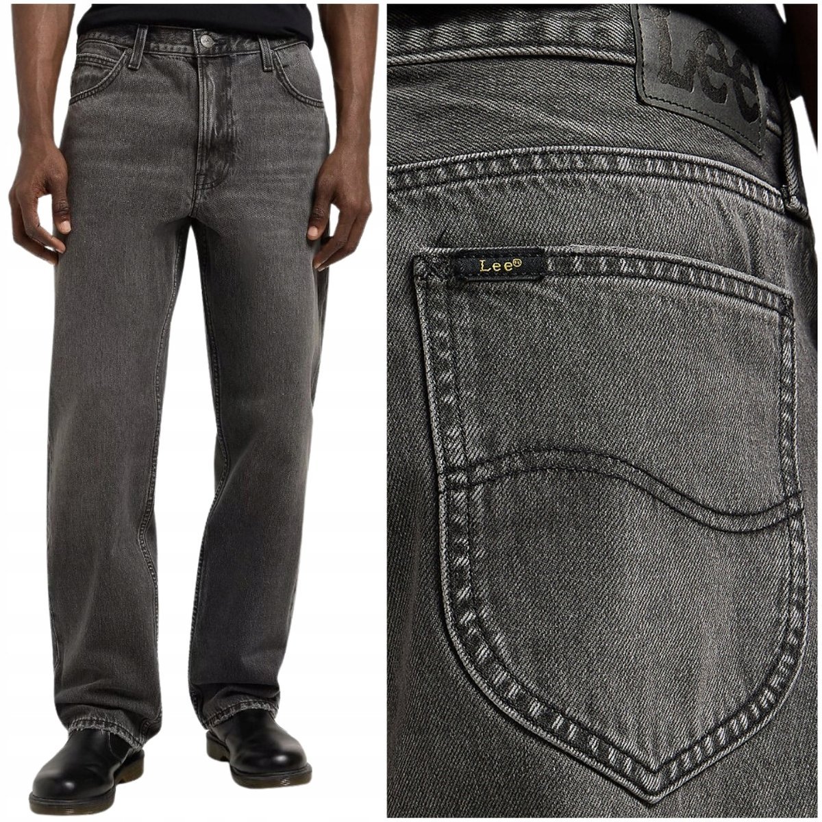 Lee Asher loose straight bardzo luźne spodnie jeansowe bez streczu W33 L32