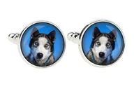Spinki do mankietów i krawatów - Husky syberyjski, Siberian Husky - spinki do mankietów, ozdoba koszuli, zawieszka do koszuli marki Art-Dog - miniaturka - grafika 1