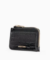 Portfele - PUCCINI Mały portfel damski ze skóry ekologicznej crocco czarny - Puccini - miniaturka - grafika 1
