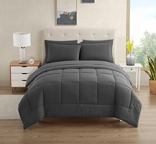 Dorm Room Essentials College zestaw pościeli 5-częściowy podwójny rozmiar XL łóżko w torbie dla studentów, chłopców i dziewcząt, rozmiar Twin XL, szary