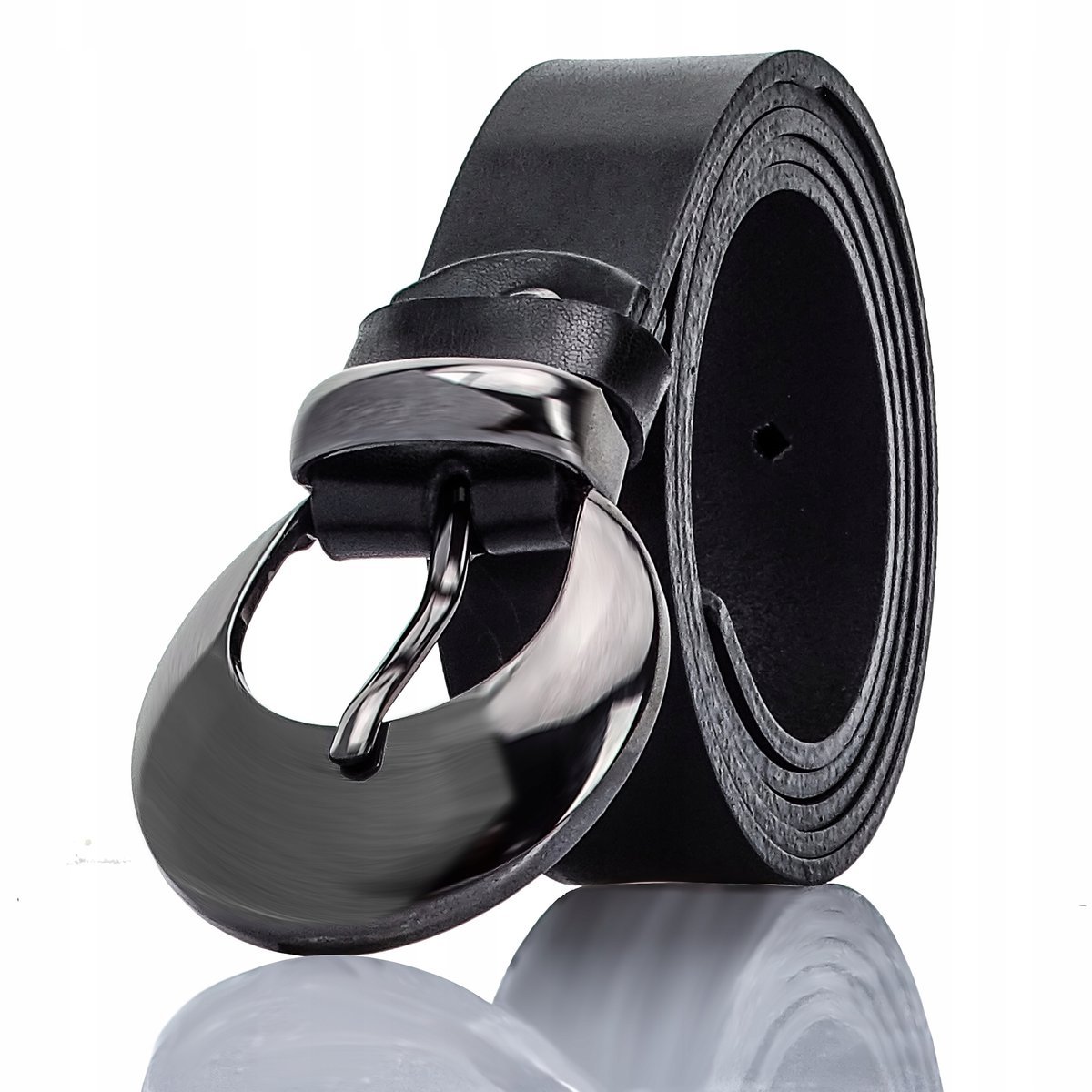 Pasek Gracio KLAMRA Okrągła GRAFIT Damski DŁUGI