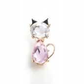 Broszki - BROSZKA ozdoba do ubrań na prezent KOTEK z cyrkonii złota elegancka - miniaturka - grafika 1