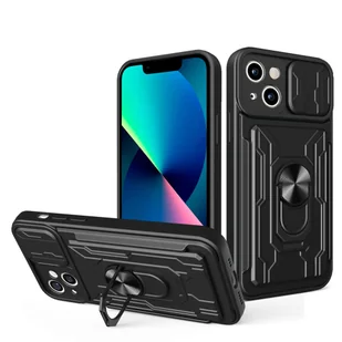 Etui pancerne Alogy Camshield Stand Ring Wallet z osłonką na aparat i miejscem na karty do Apple iPhone 14 czarne - Etui i futerały do telefonów - miniaturka - grafika 14