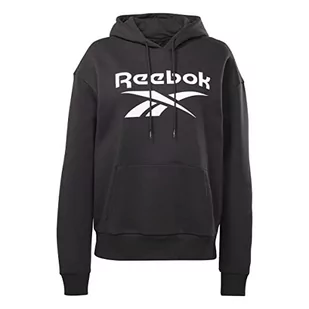 Reebok Damska bluza polarowa z kapturem z dużym logo, czarna, 2XL, Czarny, XXL - Bluzy damskie - miniaturka - grafika 1