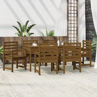 7-cz. zestaw mebli ogrodowych, miodowy brąz, drewno sosnowe vidaXL - Meble ogrodowe - miniaturka - grafika 4