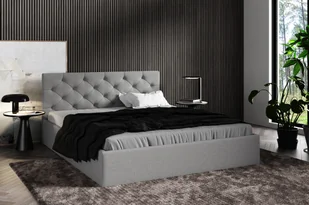 Łóżko tapicerowane 90x200cm szare z pikowaną ramą z metalowej listwy - Łóżka - miniaturka - grafika 1