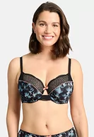 Biustonosze - Sans Complexe Damski klasyczny biustonosz z fiszbinami, Czarny nadruk poezji, 90C - miniaturka - grafika 1