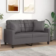 Sofy i kanapy - vidaXL 2-osobowa sofa z poduszkami, szara, 120 cm, sztuczna skóra - miniaturka - grafika 1