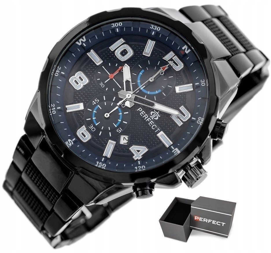 Zegarek Perfect ZEGAREK MĘSKI PERFECT RAMON CHRONOGRAF +BOX GRAWER