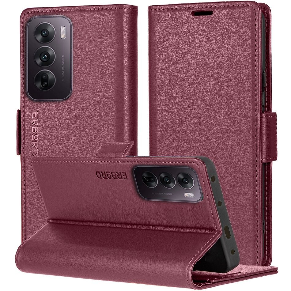 Etui z klapką do Oppo Reno 12, Erbord wallet case obudowa portfel skóra eko