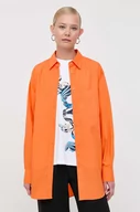 Koszule damskie - BOSS koszula bawełniana damska kolor pomarańczowy regular z kołnierzykiem klasycznym - Boss - miniaturka - grafika 1