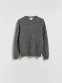 Swetry męskie - Reserved - Melanżowy sweter z wełną - ciemnoszary - miniaturka - grafika 1