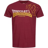 Koszulki męskie - Lonsdale Męski T-shirt Melplash, Oxblood/Yellow/White, S - miniaturka - grafika 1