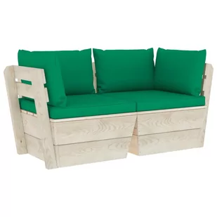 vidaXL Ogrodowa sofa 2-osobowa z palet, z poduszkami, drewno świerkowe - Sofy ogrodowe vidaXL Ogrodowa sofa 2-osobowa z palet, z poduszkami, drewno świerkowe - Sofy ogrodowe - miniaturka - grafika 1