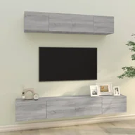 Szafki RTV - Prolenta Premium - 4-częściowa szafka pod telewizor z drewna Sonoma szara - miniaturka - grafika 1