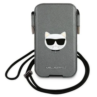 Karl Lagerfeld Torebka KLHCP12LOPHCHG 6,7" szary/grey hardcase Saffiano Ikonik Choupette Head KF000939-0 - Etui i futerały do telefonów - miniaturka - grafika 1