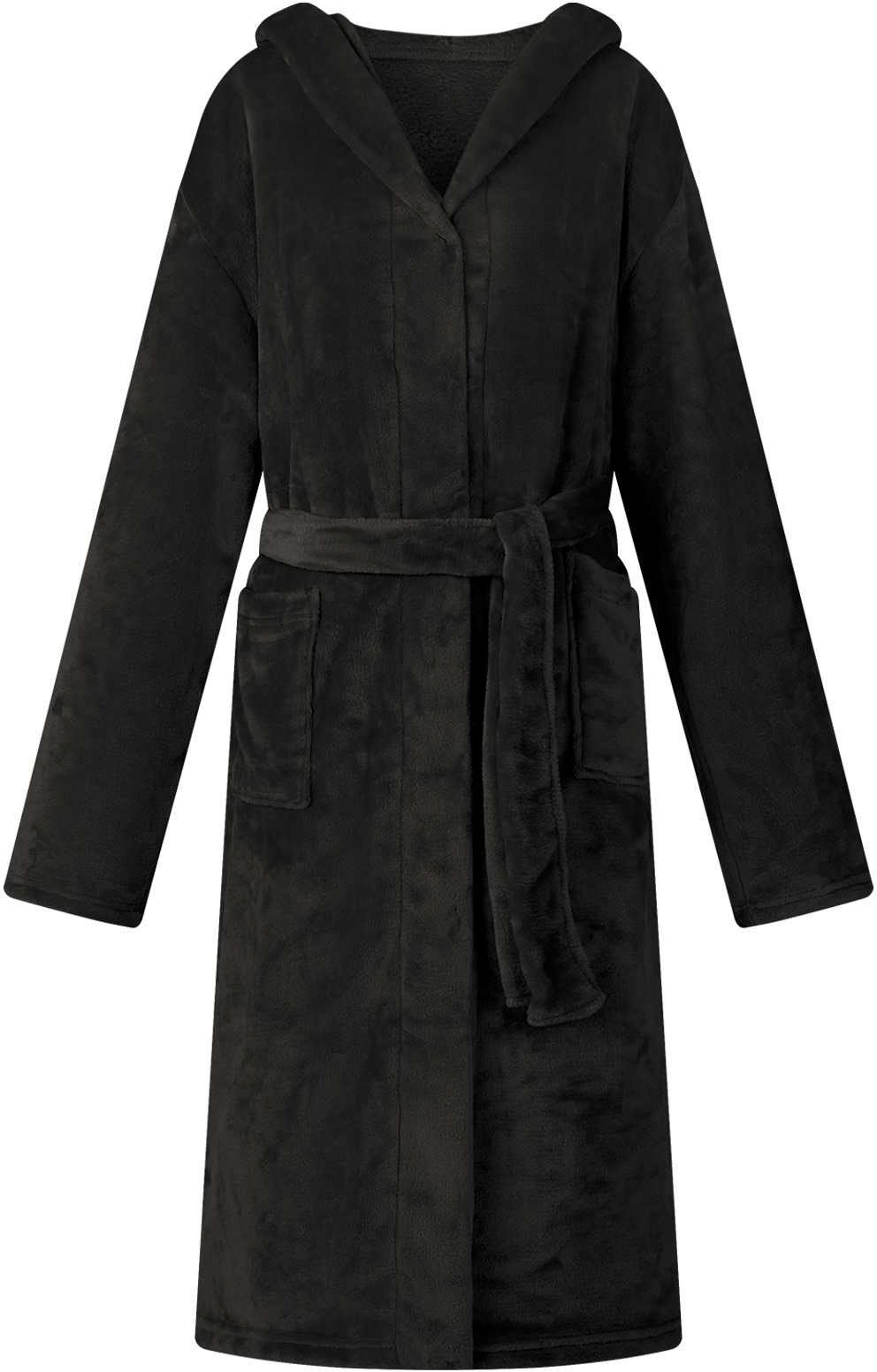 vidaXL Szlafrok z kapturem Czarny m Flanela