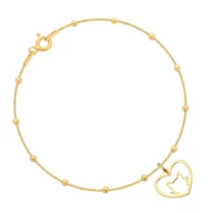 Bransoletki - Bransoletka pozłacana z kotkiem w sercu - miniaturka - grafika 1